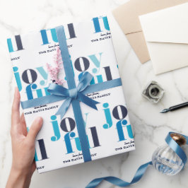 Papel De Regalo Vacaciones personalizadas "alegres" en azul invern