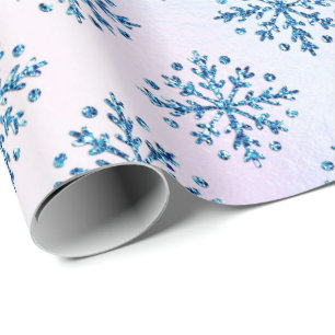 Papel De Regalo Vacaciones - Relieve metalizado ice azul de nieve