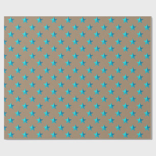 Papel De Regalo Vacaciones rusas de Kraft Turquoise Blue Stars