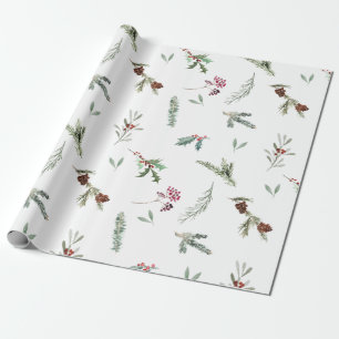 Papel De Regalo Vacaciones Spruce y Berries Rojas