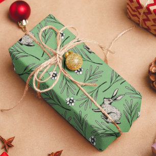 Papel De Regalo Vacaciones verdes de los conejitos de invierno