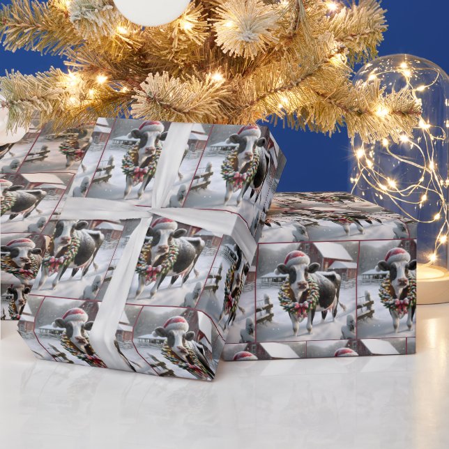 Papel De Regalo Vacas con Navidades vestidos de Wreath (Vacaciones)