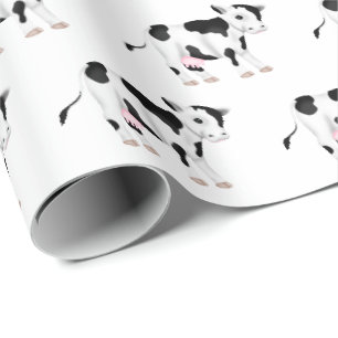 Papel De Regalo Vacas Cuestas En Blanco