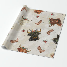 Papel De Regalo Vacas de las tierras altas de vacaciones - Envoltu