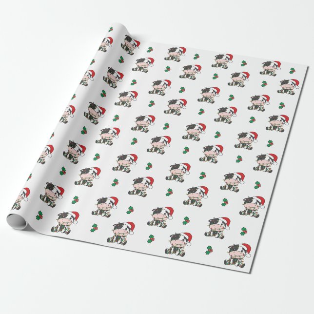 Papel De Regalo Vacas Navidades de vaca en invierno (Desenrollado)
