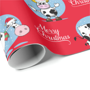 Papel De Regalo Vacas occidentales de Santa del navidad