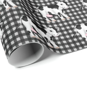 Papel De Regalo Vacas Pequeñas En Gingham