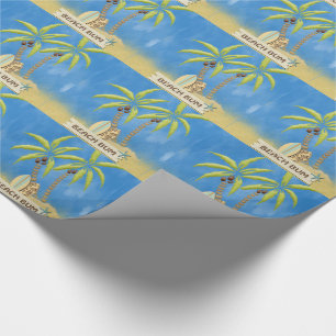 Papel De Regalo Vago, tablas hawaianas, palmeras y arena de la