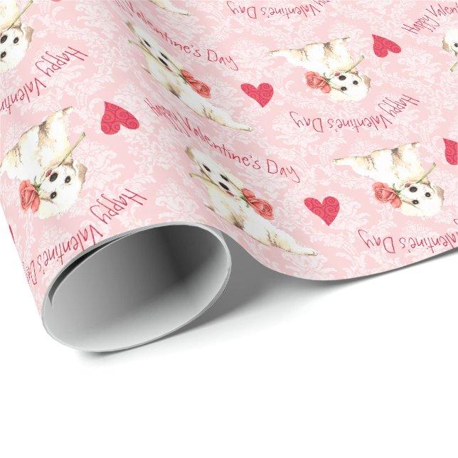 Papel De Regalo Valentine Bichon (Esquina del rollo)