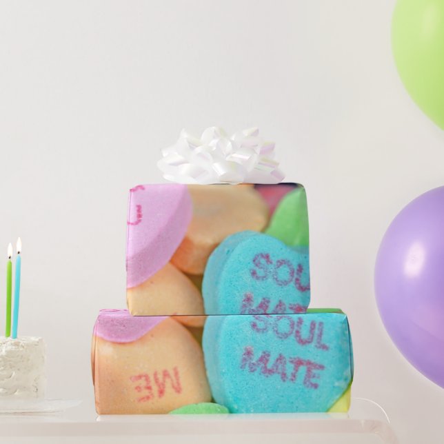 Papel De Regalo Valentine Candy Hearts (Regalos de fiesta)