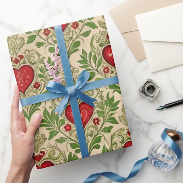 Papel De Regalo Valentine Day Vintage Hearts  (Regalar)