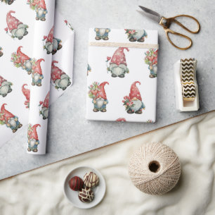 Papel De Regalo Valentine Gnomes On White
