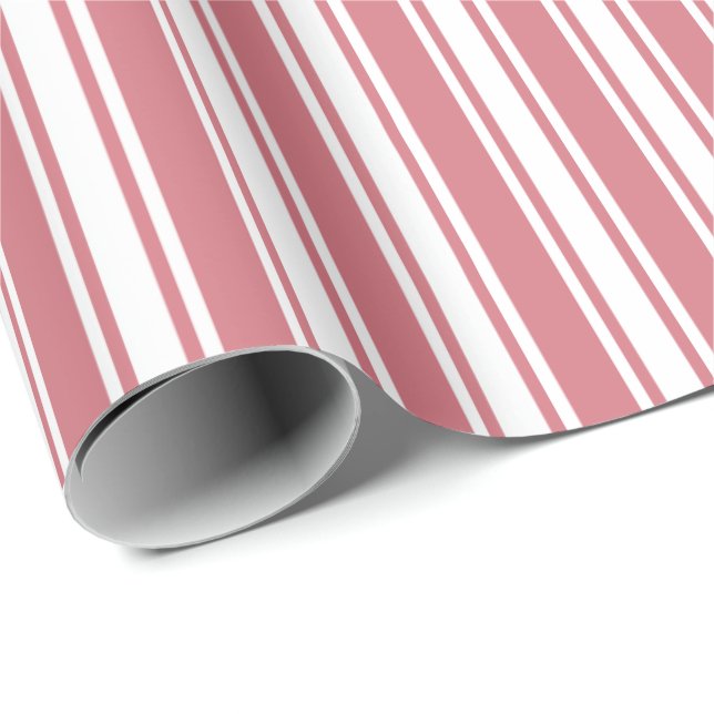 Papel De Regalo Valentine Pink Stripe Pattern Motif Winter (Esquina del rollo)