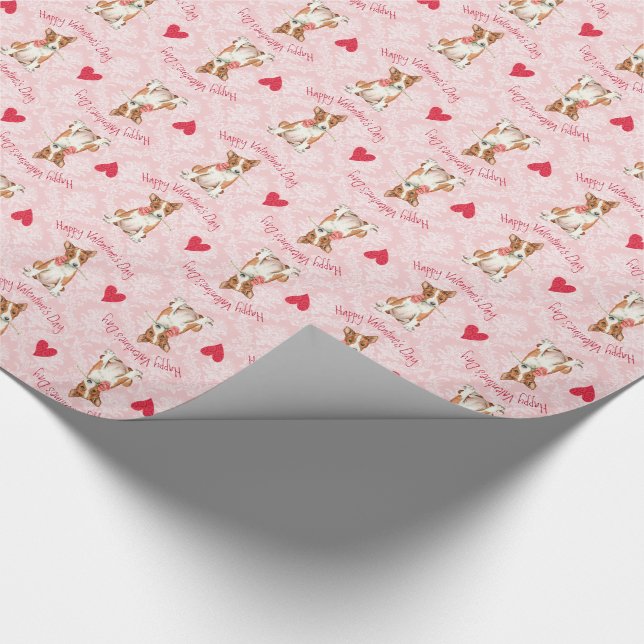 Papel De Regalo Valentine Rosa Basenji (Esquina)