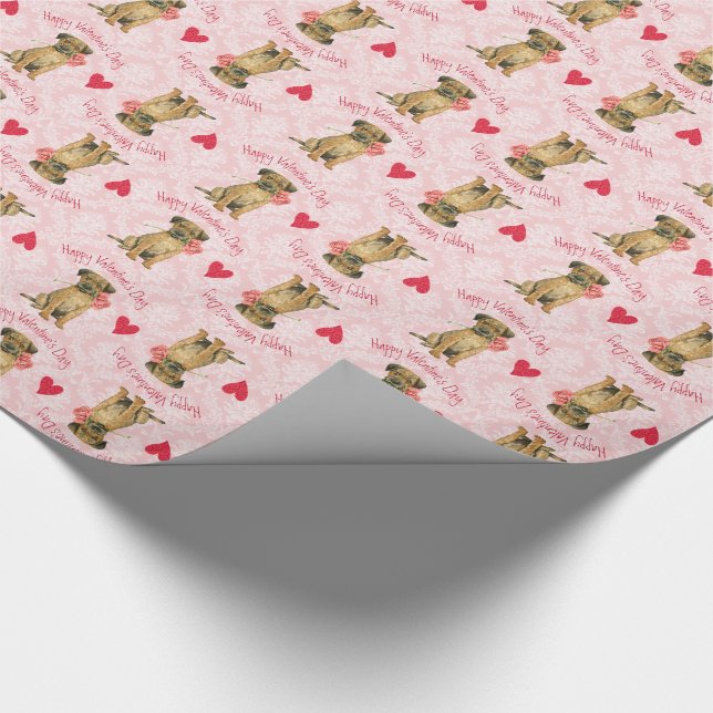 Papel De Regalo Valentine Rosa Border Terrier (Esquina)