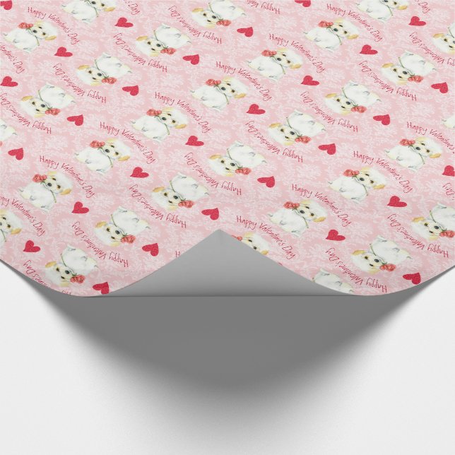 Papel De Regalo Valentine Rosa Coton de Tulear (Esquina)