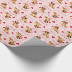 Papel De Regalo Valentine Rosa Dachshund