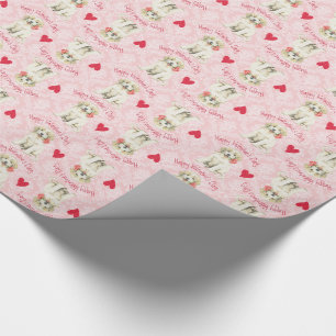 Papel De Regalo Valentine Rosa Great Pyrenees