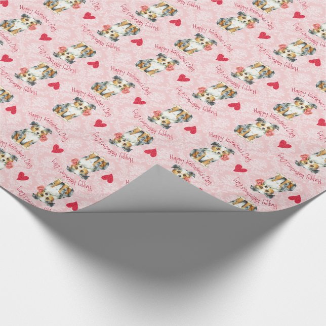 Papel De Regalo Valentine Rosa Mini Pastor Americano (Esquina)