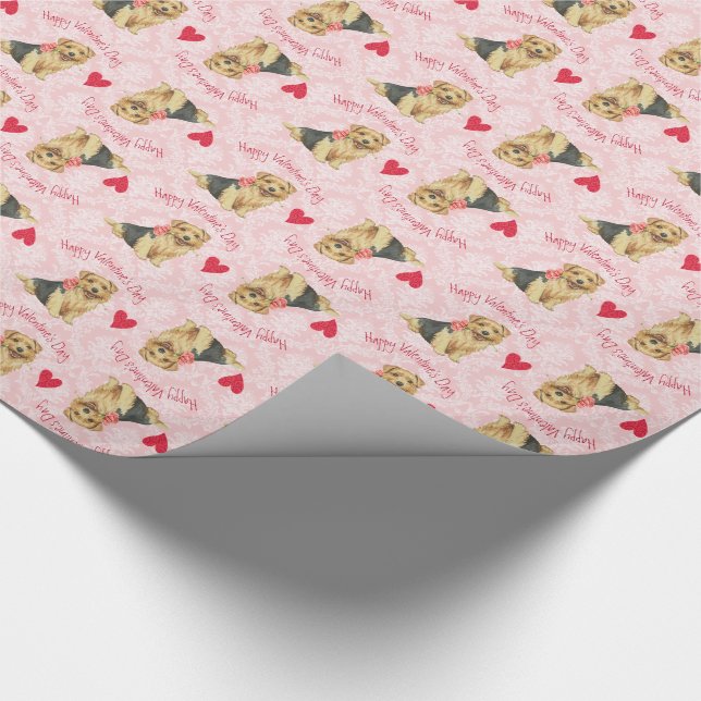Papel De Regalo Valentine Rosa Norfolk Terrier (Esquina)