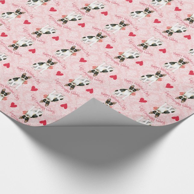 Papel De Regalo Valentine Rosa Rat Terrier (Esquina)