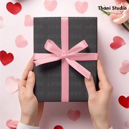 Papel De Regalo Valentine Smooth Black Modern Simple Typography