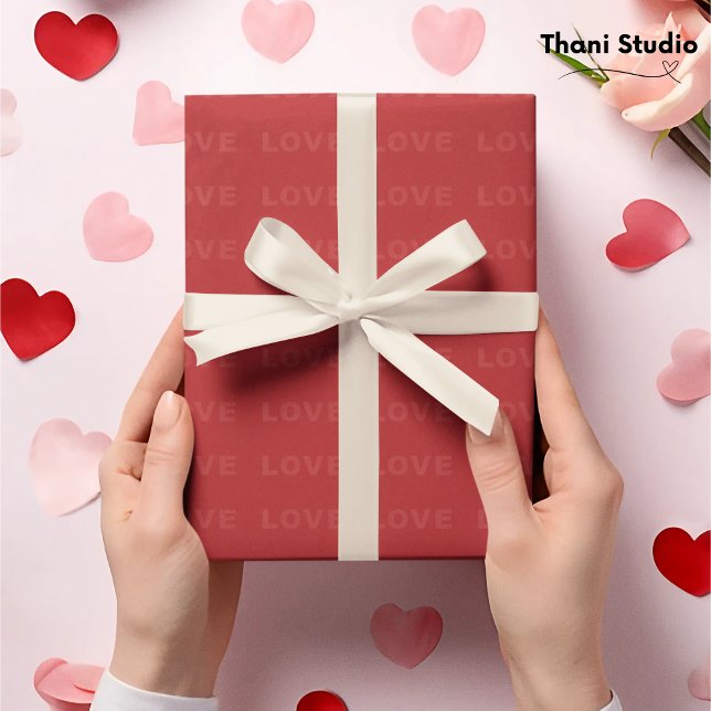 Papel De Regalo Valentine Smooth Red Modern Simple Typography (Subido por el creador)