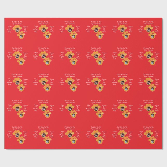 Papel De Regalo Valentine's Cat Pawprint Humor Cat Photo (Superficie plana)