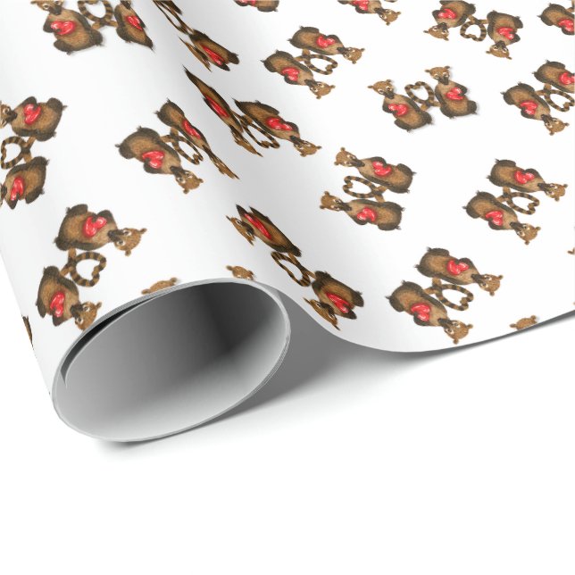 Papel De Regalo Valentine's Coati Pairs (Esquina del rollo)