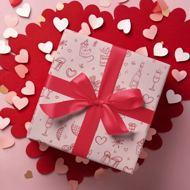 Papel De Regalo Valentine's Day Festive Pattern Wrapping Paper (Subido por el creador)