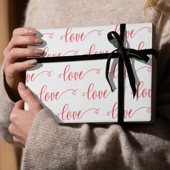 Papel De Regalo Valentine's Day Modern Love Heart Script Pattern (Subido por el creador)