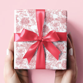 Papel De Regalo Valentine's Day Pink Elegant Roses Wrapping Paper 