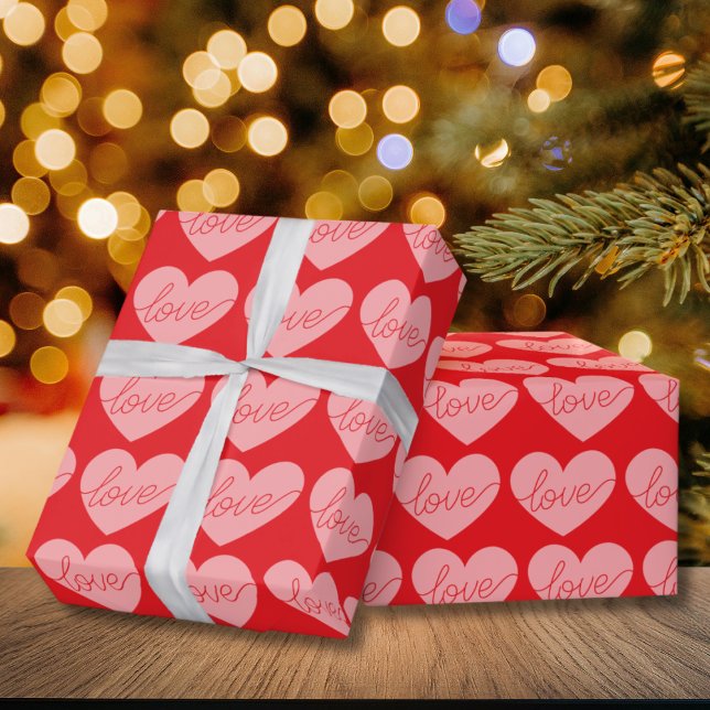 Papel De Regalo Valentines' Day Red and pink Heart Love Pattern (Subido por el creador)