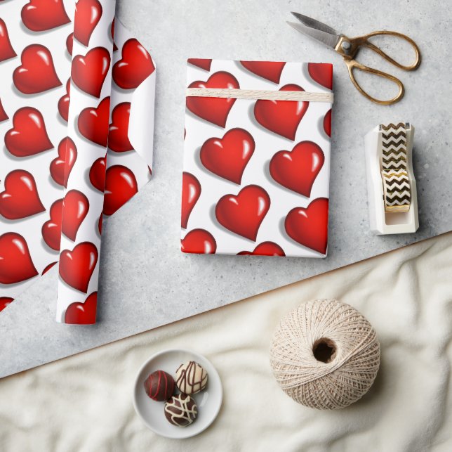 Papel De Regalo Valentine's Day Wrapping Paper Red Hearts (Artesanía)