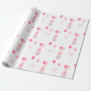 Papel De Regalo Valentines Gnome sostiene globos