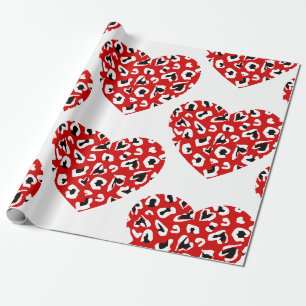 Papel De Regalo valentines leopardo animal impresión corazón rojo