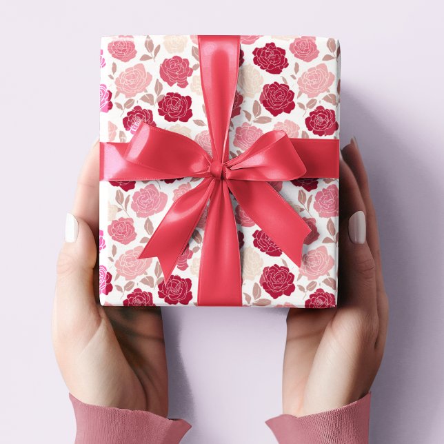 Papel De Regalo Valentine's Pink & Red Roses Wrapping Paper  (Subido por el creador)