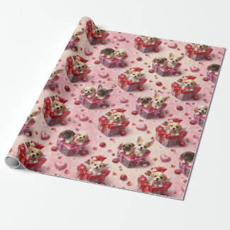 Papel De Regalo Valentine's Puppies Wrapping Paper