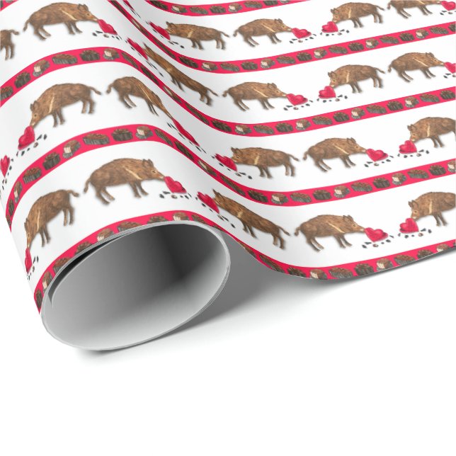 Papel De Regalo Valentine's Wild Boars (Esquina del rollo)