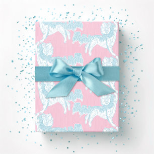 Papel De Regalo Vals de Foo Dog en Rosa y Aqua