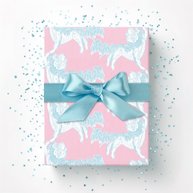 Papel De Regalo Vals de Foo Dog en Rosa y Aqua (Subido por el creador)
