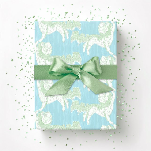 Papel De Regalo Vals de Foo Dog en verde y aqua (Subido por el creador)