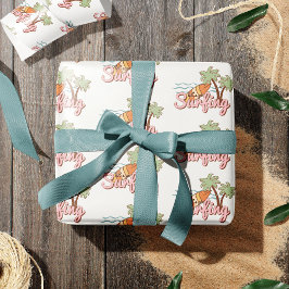 Papel De Regalo Vamos a Surfing Summer Surf Board Pattern