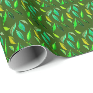 Papel De Regalo Vamos Eco Verde deja ilustracion acuarela