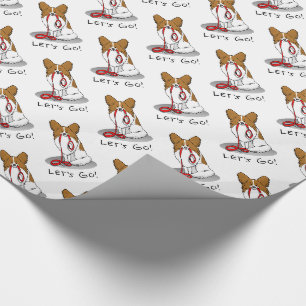 Papel De Regalo ¡Vamos! (paseo) Papillon (blanco y rojo) Perro Cut