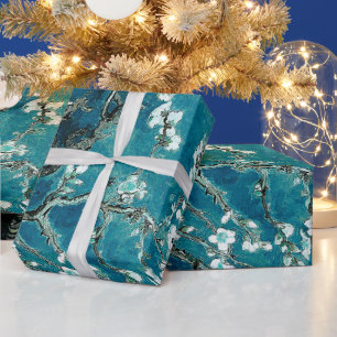 Papel De Regalo Van Gogh Almond Blossoms Oscuro Verde azulado