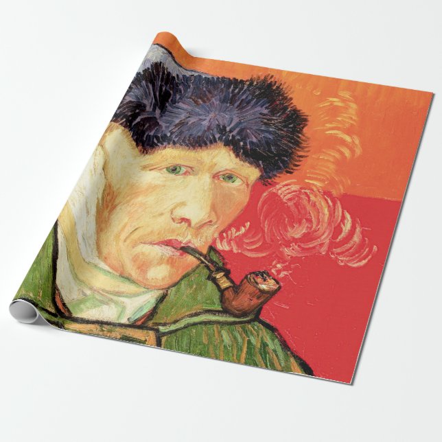 Papel De Regalo Van Gogh - autorretrato con oreja y tubo varados (Desenrollado)