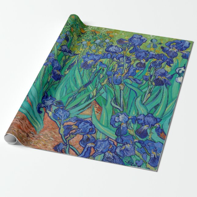 Papel De Regalo Van Gogh Irises Pintura Floral (Desenrollado)