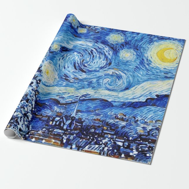 Papel De Regalo Van Gogh - La noche estrellada - Navidades blancos (Desenrollado)