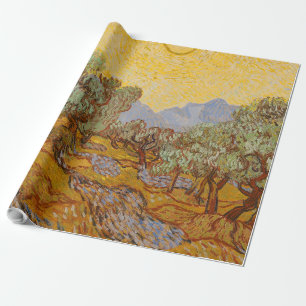 Papel De Regalo Van Gogh Olive Trees cielo amarillo